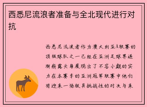 西悉尼流浪者准备与全北现代进行对抗